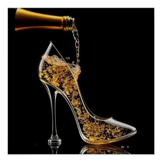 Stiletto en mousserende wijn-wijnbar perfect poster (Voorkant)