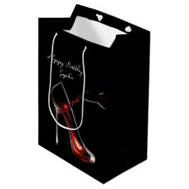 Stiletto en wijn cadeau tas medium cadeauzakje
