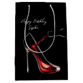 Stiletto en wijn cadeau tas medium cadeauzakje (Voorkant)
