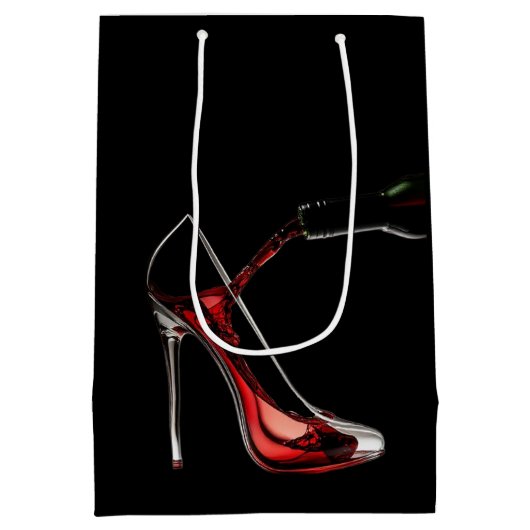 Stiletto en wijn cadeau tas medium cadeauzakje (Achterkant)