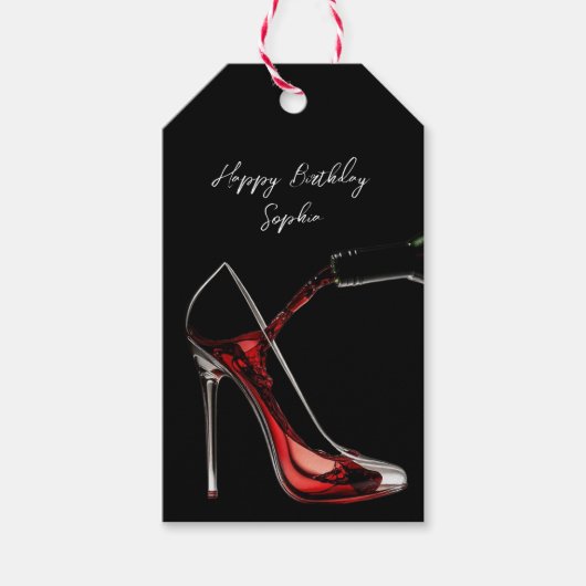 Stiletto en wijn cadeaulabel (Voorkant)