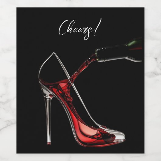 Stiletto en wijn wijn etiket (Enkel label)