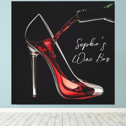 Stiletto en wijn-wijnbar canvas afdruk (Insitu (Houten vloer))