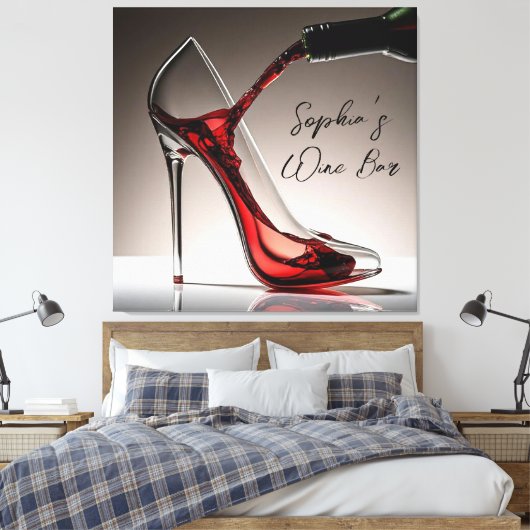 Stiletto en wijn-wijnbar canvas afdruk (Insitu (Slaapkamer))