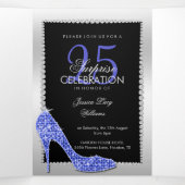 Stiletto, foto, QR-code 25e verrassingsverjaardag Drieluik Uitnodiging (Binnenkant midden)