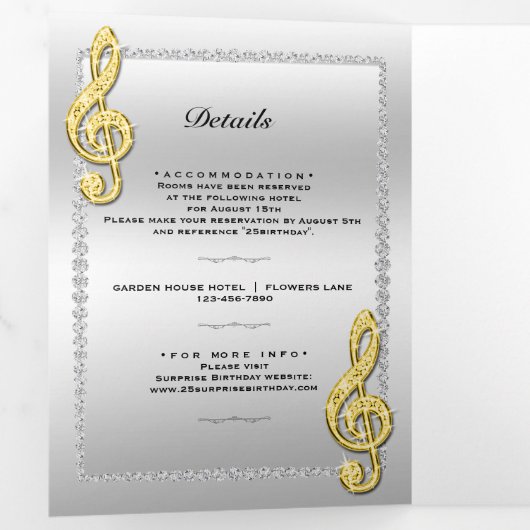 Stiletto, foto, QR-code 25e verrassingsverjaardag Drieluik Uitnodiging (Binnenzijde eerst)