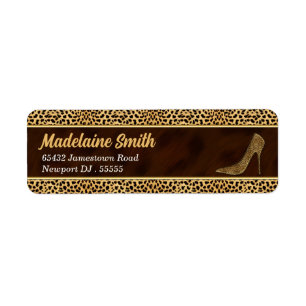Stiletto Heels Cheetah Print Return Address Etiket