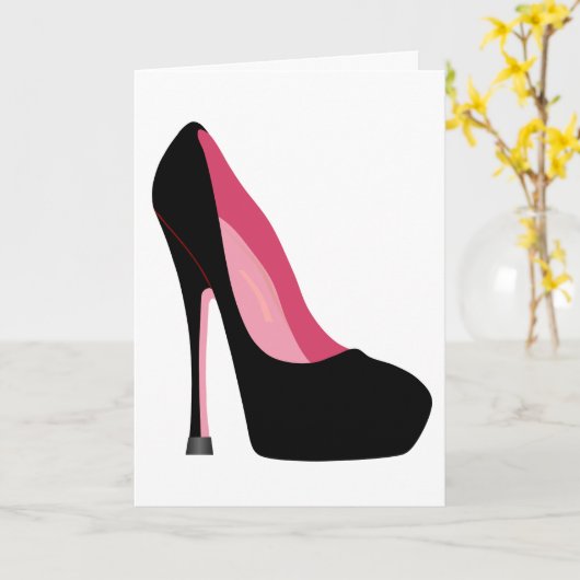 STILETTO HIGH HEELED SHOE BLANK WENSKAART KAART (Gele Bloem)