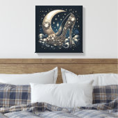 Stiletto Hoge Hakken met De Maan, Sterren en Hart Canvas Afdruk (Insitu (Slaapkamer))