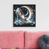 Stiletto hoge hakken met halve maan en diamant canvas afdruk (Insitu (Woonkamer))