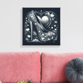 Stiletto hoge hakken met harten en diamanten canvas afdruk (Insitu (Woonkamer))