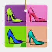 Stiletto pompen, hoge hakken Poster kunst Keramisch Ornament (Achterkant)