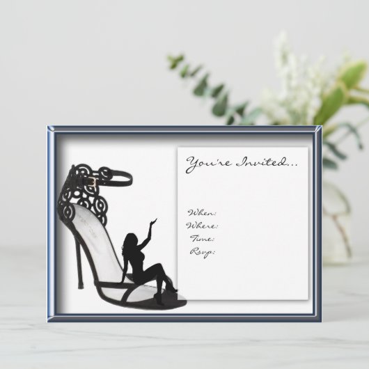 Stiletto Shadow Invitation Kaart (Staand voorkant)