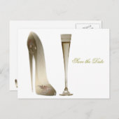 Stiletto Shoe en Champagne Aankondigingskaart (Voorkant / Achterkant)