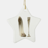 Stiletto Shoe High Hiel Art en Champagne Flute Keramisch Ornament (Rechts)