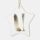 Stiletto Shoe High Hiel Art en Champagne Flute Keramisch Ornament (Links)