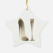 Stiletto Shoe High Hiel Art en Champagne Flute Keramisch Ornament (Achterkant)