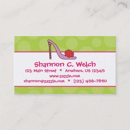 Stiletto Shoe Polka Dot Business Calling Cards Contactkaartje (Voorkant)