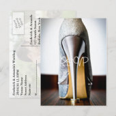 Stiletto Wedding Shoe RSVP Uitnodiging met foto (Voorkant / Achterkant)