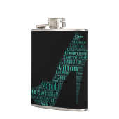 Stiletto Woordkunst Teal Fles Heupfles (Links)