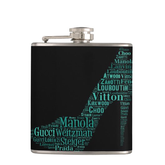 Stiletto Woordkunst Teal Fles Heupfles (Voorkant)