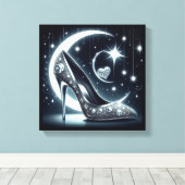 Stiletto's, diamanten, maan, sterren en harten canvas afdruk (Insitu (Houten vloer))