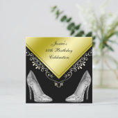 Stiletto's en decoratieve wervelingen 40e verjaard kaart (Staand voorkant)