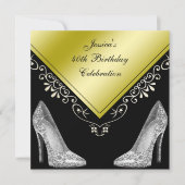 Stiletto's en decoratieve wervelingen 40e verjaard kaart (Voorkant)