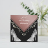 Stiletto's en decoratieve wervelingen 40e verjaard kaart (Staand voorkant)