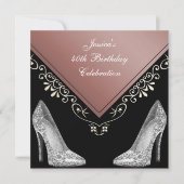 Stiletto's en decoratieve wervelingen 40e verjaard kaart (Voorkant)