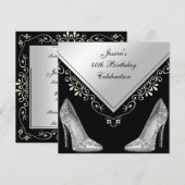 Stiletto's en decoratieve wervelingen 40e verjaard kaart (Voorkant / Achterkant)