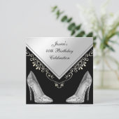 Stiletto's en decoratieve wervelingen 40e verjaard kaart (Staand voorkant)