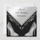 Stiletto's en decoratieve wervelingen 40e verjaard kaart (Voorkant)