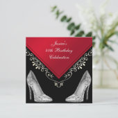 Stiletto's en decoratieve wervelingen 40e verjaard kaart (Staand voorkant)