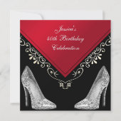 Stiletto's en decoratieve wervelingen 40e verjaard kaart (Voorkant)