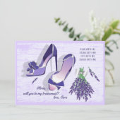 Stilettos en Lilacs Bridesmaid Request Card Kaart (Staand voorkant)