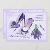 Stilettos en Lilacs Bridesmaid Request Card Kaart (Voorkant / Achterkant)