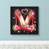 Stiletto's, Rozen en harten Canvas Afdruk (Insitu (Houten vloer))