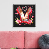 Stiletto's, Rozen en harten Canvas Afdruk (Insitu (Woonkamer))
