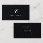 Stilfuld Modern Monogram Professional Black Visitekaartje (Voorkant / Achterkant)