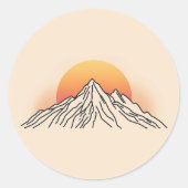 Stilisierte Berglandschaft Ronde Sticker (Voorkant)
