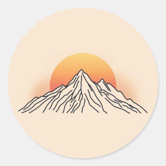 Stilisierte Berglandschaft Ronde Sticker (Voorkant)