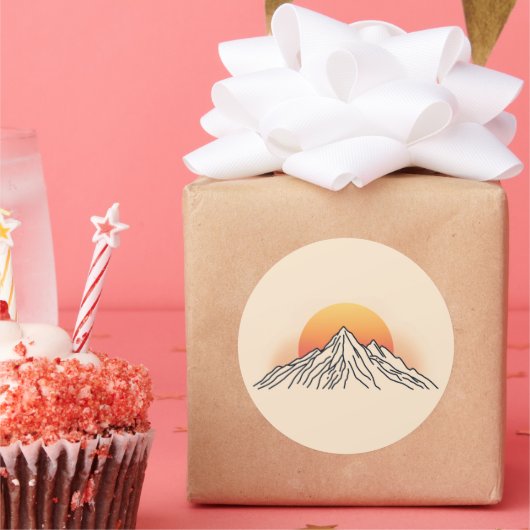 Stilisierte Berglandschaft Ronde Sticker (Feest)