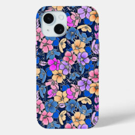 Stilistisch bloemenpatroon iPhone 15 case