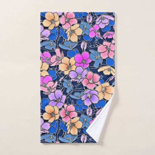Stilistisch bloemmotief 46 handdoek (Handdoek)