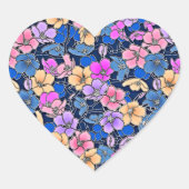 Stilistisch bloemmotief 46 hart sticker (Voorkant)