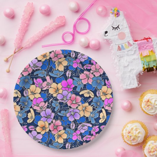 Stilistisch bloemmotief 46 papieren bordje (Feest)