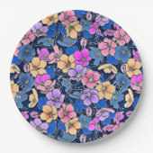 Stilistisch bloemmotief 46 papieren bordje (Voorkant)