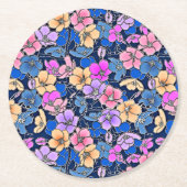 Stilistisch bloemmotief 46 ronde kartonnen onderzetter (Voorkant)