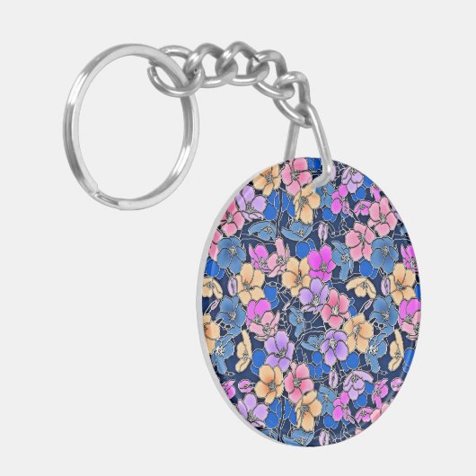 Stilistisch bloemmotief 46 sleutelhanger (Voorkant Links)